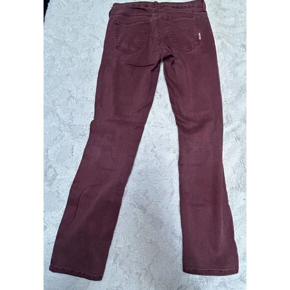 Mother Women's The Looker Crop Pop Slim Fit Jeans Size 25 Burgundy Mid-Rise